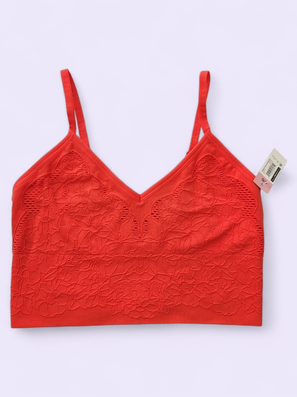 NEW No Boundaries Large Red Orange Floral Bralette Soft Cropped Tank Shirt